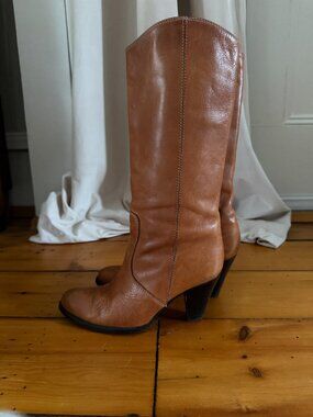 Madewell Brown Leather Knee High Boots with Heel Size 7.5 Classic